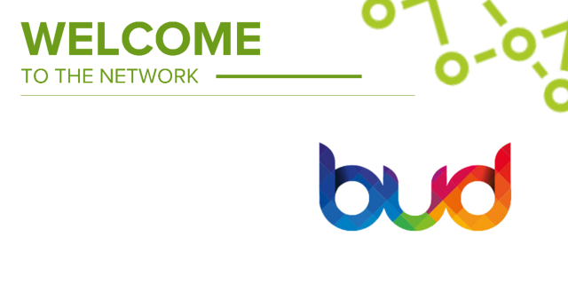 Image with Bud Logo and "welcome to the Network" text