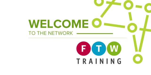 A graphic that says welcome to the network and a logo of FTW Training.