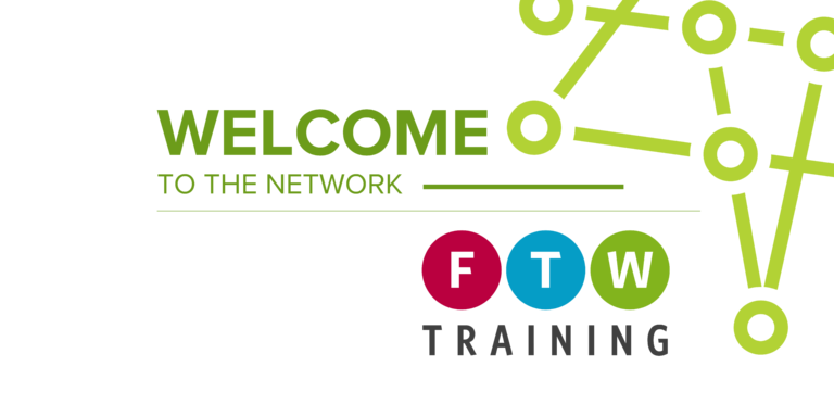 A graphic that says welcome to the network and a logo of FTW Training.