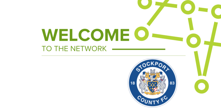 An image that says welcome to the network with a logo of Stockport County FC included.