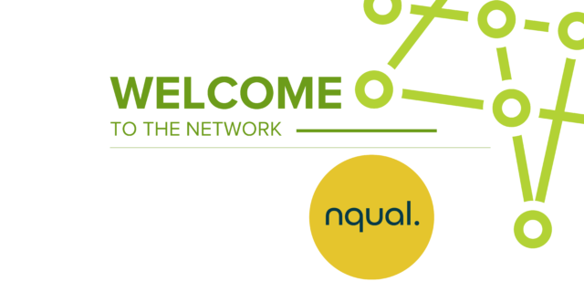 An image that says 'welcome to the network' and includes a logo from NQual below the text.