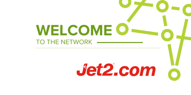 A graphic that says welcome to the network with a logo of Jet2.com below it.